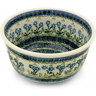 Polish Pottery Bowl 8" Blue Daisy Circle