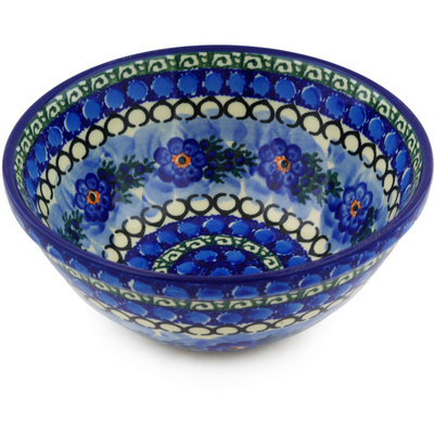 Polish Pottery Bowl 8&quot; Blue Delight UNIKAT