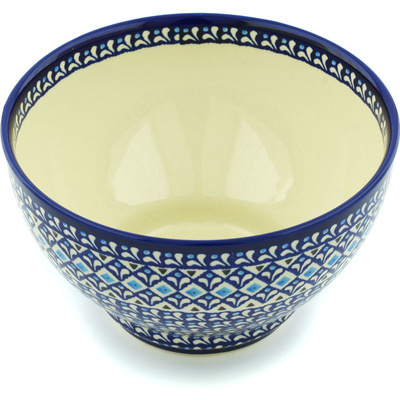 Polish Pottery Bowl 8&quot; Blue Diamond Dream