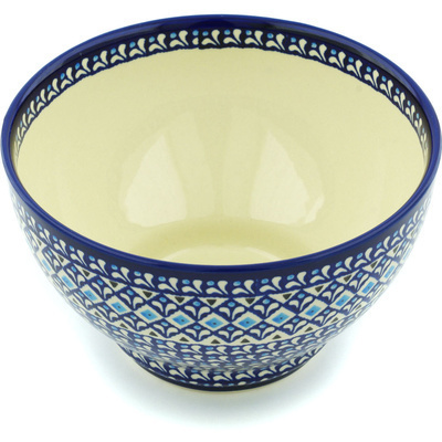 Polish Pottery Bowl 8" Blue Diamond Dream