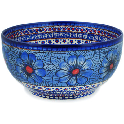 Polish Pottery Bowl 8&quot; Blue Heaven