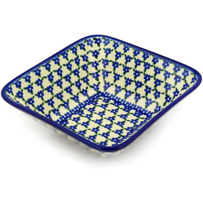 Polish Pottery Bowl 8&quot; Blue Mandala