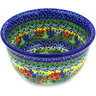 Polish Pottery Bowl 8&quot; Blue Monarch Garden UNIKAT