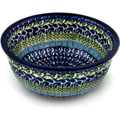 Polish Pottery Bowl 8&quot; Blue Passion