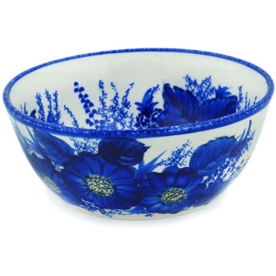 Polish Pottery Bowl 8&quot; Blue Poppy Dream