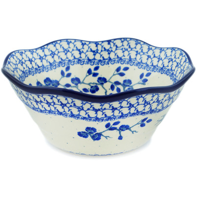 Polish Pottery Bowl 8&quot; Blue Spring Swallow
