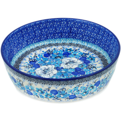 Polish Pottery Bowl 8&quot; Blue Symphony UNIKAT