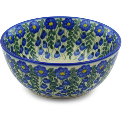 Polish Pottery Bowl 8&quot; Blue Velvet Gardens