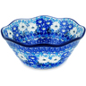 Polish Pottery Bowl 8&quot; Blue Wildflower Meadow UNIKAT