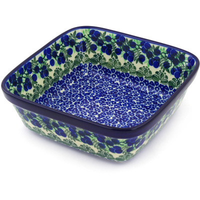 Polish Pottery Bowl 8&quot; Blueberry Fields Forever