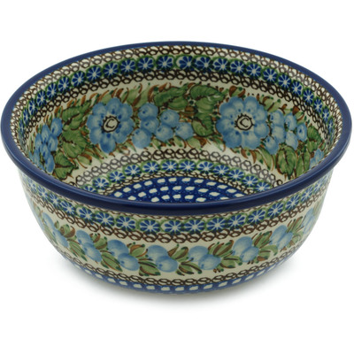 Polish Pottery Bowl 8&quot; Blueberry Garden UNIKAT