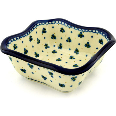 Polish Pottery Bowl 8&quot; Blueberry Stars