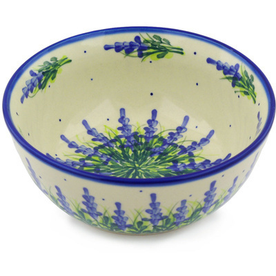 Polish Pottery Bowl 8&quot; Bluebonnet Fields