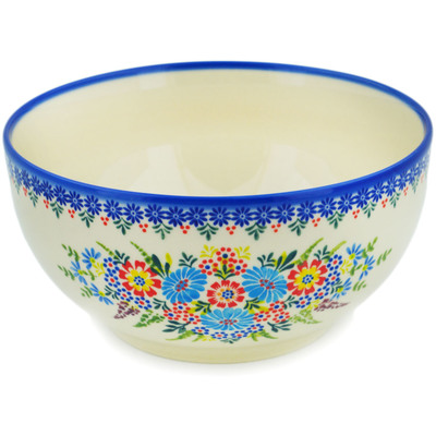 Polish Pottery Bowl 8&quot; Bouquet In Bloom UNIKAT