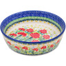 Polish Pottery Bowl 8&quot; Bright Carnations UNIKAT