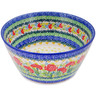 Polish Pottery Bowl 8" Bright Carnations UNIKAT