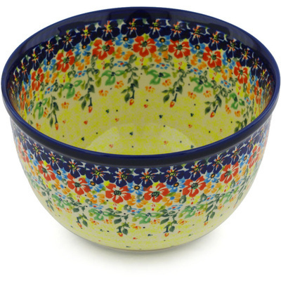 Polish Pottery Bowl 8&quot; Bright Eyes UNIKAT