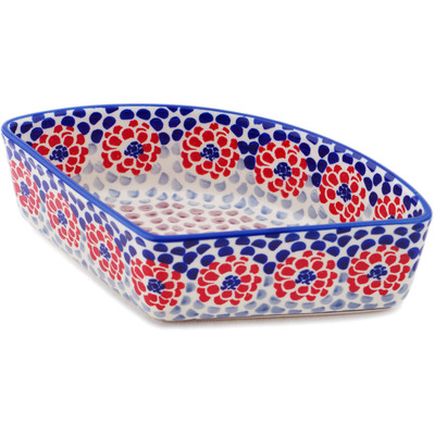 Polish Pottery Bowl 8&quot; Bursting Poppies UNIKAT