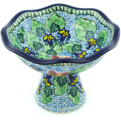 Polish Pottery Bowl 8&quot; Butterflies And Bell Flo UNIKAT