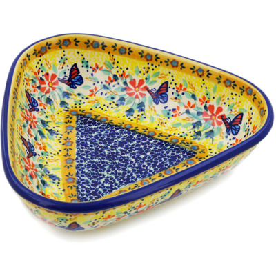 Polish Pottery Bowl 8&quot; Butterfly Summer Garden UNIKAT