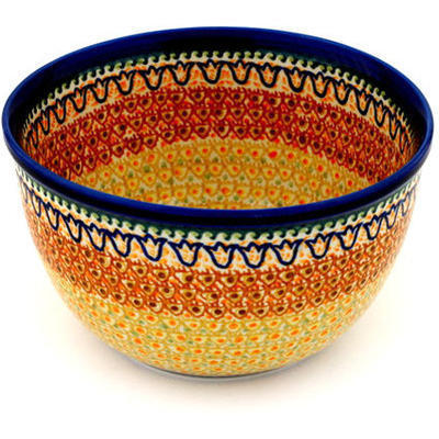 Polish Pottery Bowl 8&quot; Caliente UNIKAT