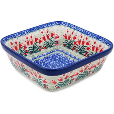 Polish Pottery Bowl 8&quot; Crimson Bells