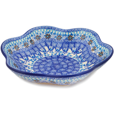 Polish Pottery Bowl 8&quot; Crocheted Granny Squares