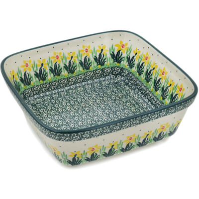 Polish Pottery Bowl 8&quot; Daffodil Meadow