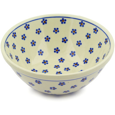 Polish Pottery Bowl 8" Daisy Dots