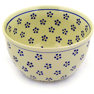 Polish Pottery Bowl 8&quot; Daisy Dots
