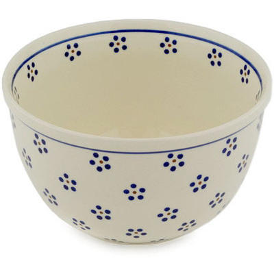Polish Pottery Bowl 8&quot; Daisy Dots