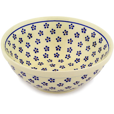 Polish Pottery Bowl 8&quot; Daisy Dots