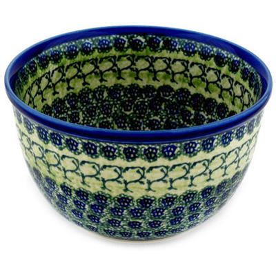 Polish Pottery Bowl 8&quot; Emerald Forest