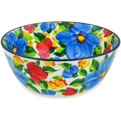 Polish Pottery Bowl 8&quot; Feel-good Florals UNIKAT