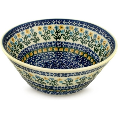 Polish Pottery Bowl 8&quot; Field Of Wildflowers