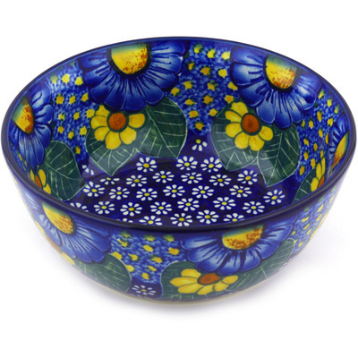 Polish Pottery Bowl 8&quot; Floral Fruit Basket UNIKAT