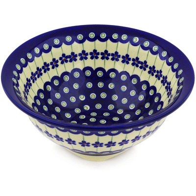Polish Pottery Bowl 8&quot; Flowering Peacock