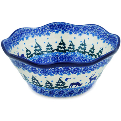 Polish Pottery Bowl 8&quot; Forest Night