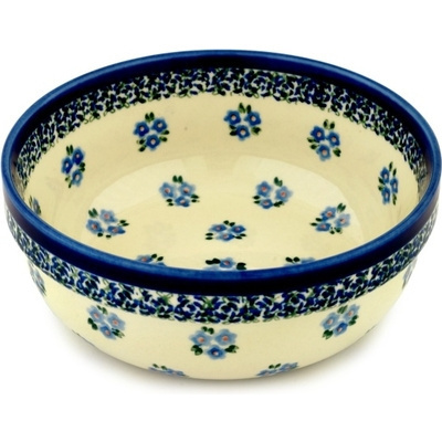 Polish Pottery Bowl 8&quot; Forget Me Not Dots