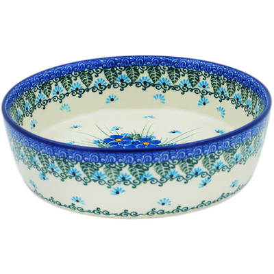 Polish Pottery Bowl 8&quot; Forget Me Not UNIKAT
