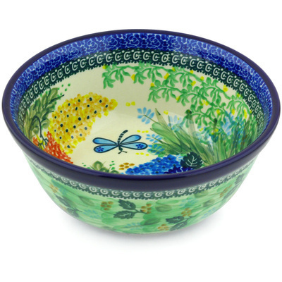 Polish Pottery Bowl 8&quot; Garden Delight UNIKAT