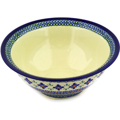 Polish Pottery Bowl 8" Gingham Flowers