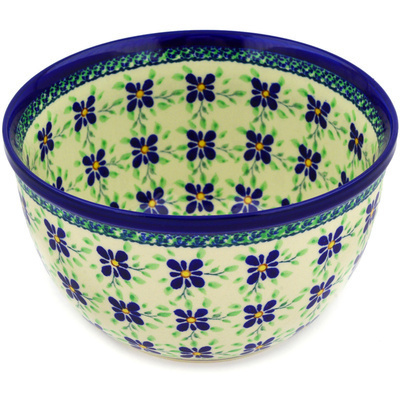 Polish Pottery Bowl 8&quot; Gingham Patchwork