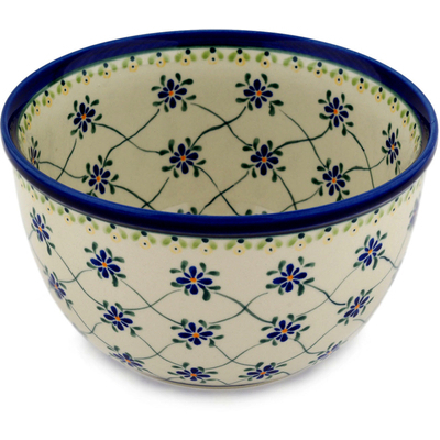 Polish Pottery Bowl 8&quot; Gingham Trellis