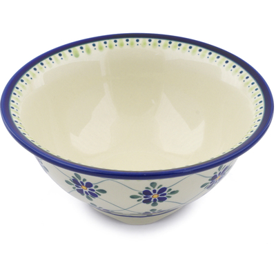 Polish Pottery Bowl 8" Gingham Trellis