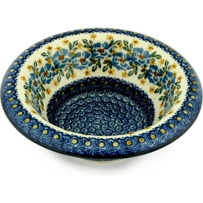 Polish Pottery Bowl 8&quot; Goden Dots UNIKAT