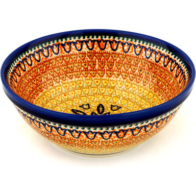 Polish Pottery Bowl 8&quot; Golden Tulip UNIKAT