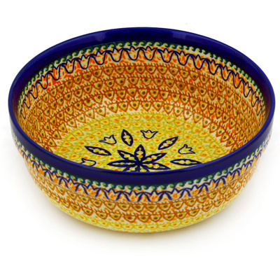 Polish Pottery Bowl 8&quot; Golden Tulip UNIKAT