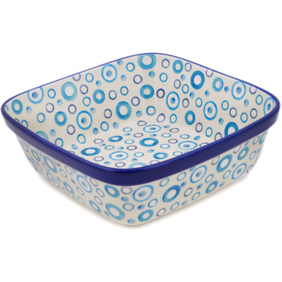 Polish Pottery Bowl 8&quot; Groovy Blues UNIKAT