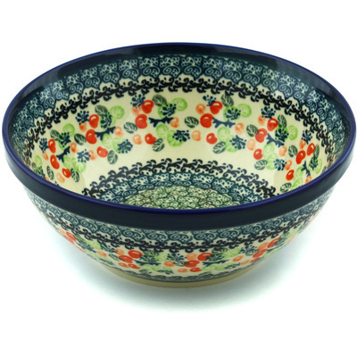 Polish Pottery Bowl 8&quot; Happy Berries